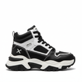 Men's black and white high top streetwear sneaker on white background