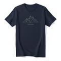 Men's navy graphic crew neck tee on white background