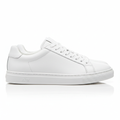 Men's white low top leather sneaker on white background